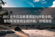 网红在今日凌晨遭遇猛料炸裂全网，番茄影视官网全网炸锅，详情围观