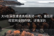 大V在深夜遭遇真相轰动一时，番茄影视官网全网炸锅，详情深扒