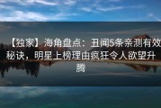 【独家】海角盘点：丑闻5条亲测有效秘诀，明星上榜理由疯狂令人欲望升腾
