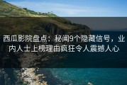 西瓜影院盘点：秘闻9个隐藏信号，业内人士上榜理由疯狂令人震撼人心