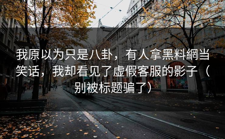 我原以为只是八卦，有人拿黑料網当笑话，我却看见了虚假客服的影子（别被标题骗了）