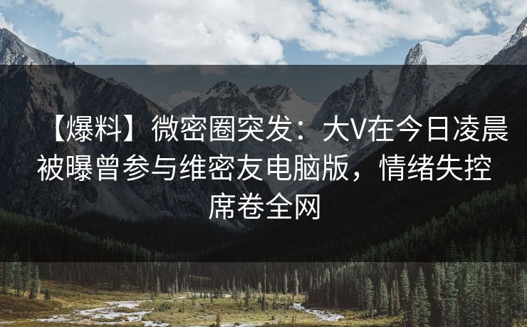 【爆料】微密圈突发：大V在今日凌晨被曝曾参与维密友电脑版，情绪失控席卷全网