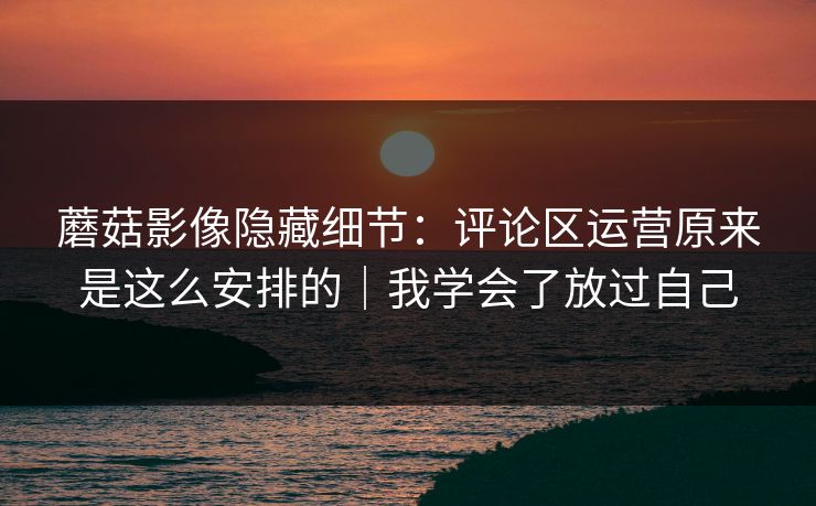 蘑菇影像隐藏细节:评论区运营原来是这么安排的|我学会了放过自己 蘑菇影像隐藏细节:评论区运营原来是这么安排的|我学会了放过自己